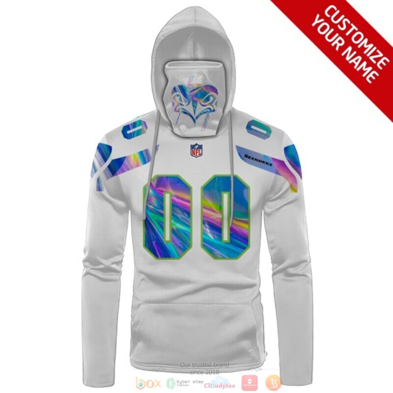 Personalized NFL Seattle Seahawks white custom 3d hoodie mask 1
