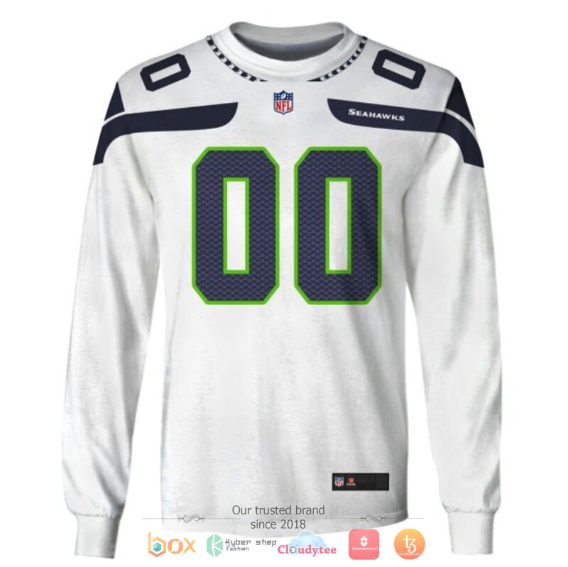 Personalized NFL Seattle Seahawks white custom 3d shirt hoodie 1 2 3 4