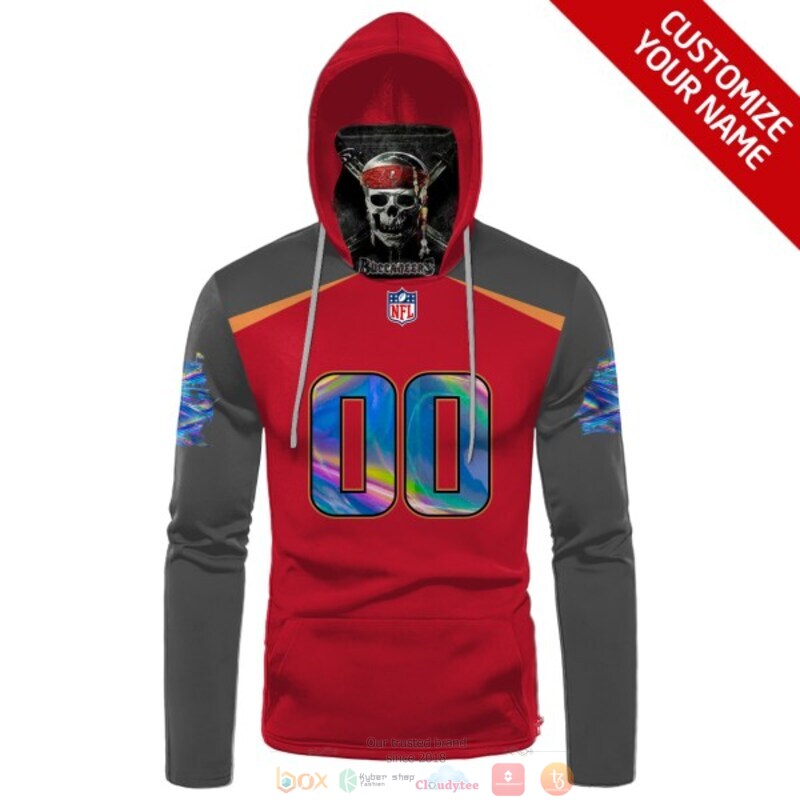 Personalized NFL Tampa Bay Buccaneers skull red custom 3d hoodie mask 1