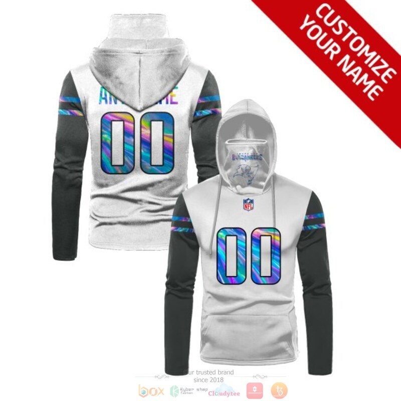Personalized NFL Tampa Bay Buccaneers white grey custom 3d hoodie mask