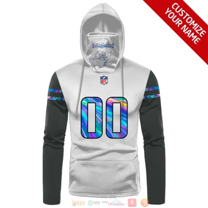Personalized NFL Tampa Bay Buccaneers white grey custom 3d hoodie mask 1