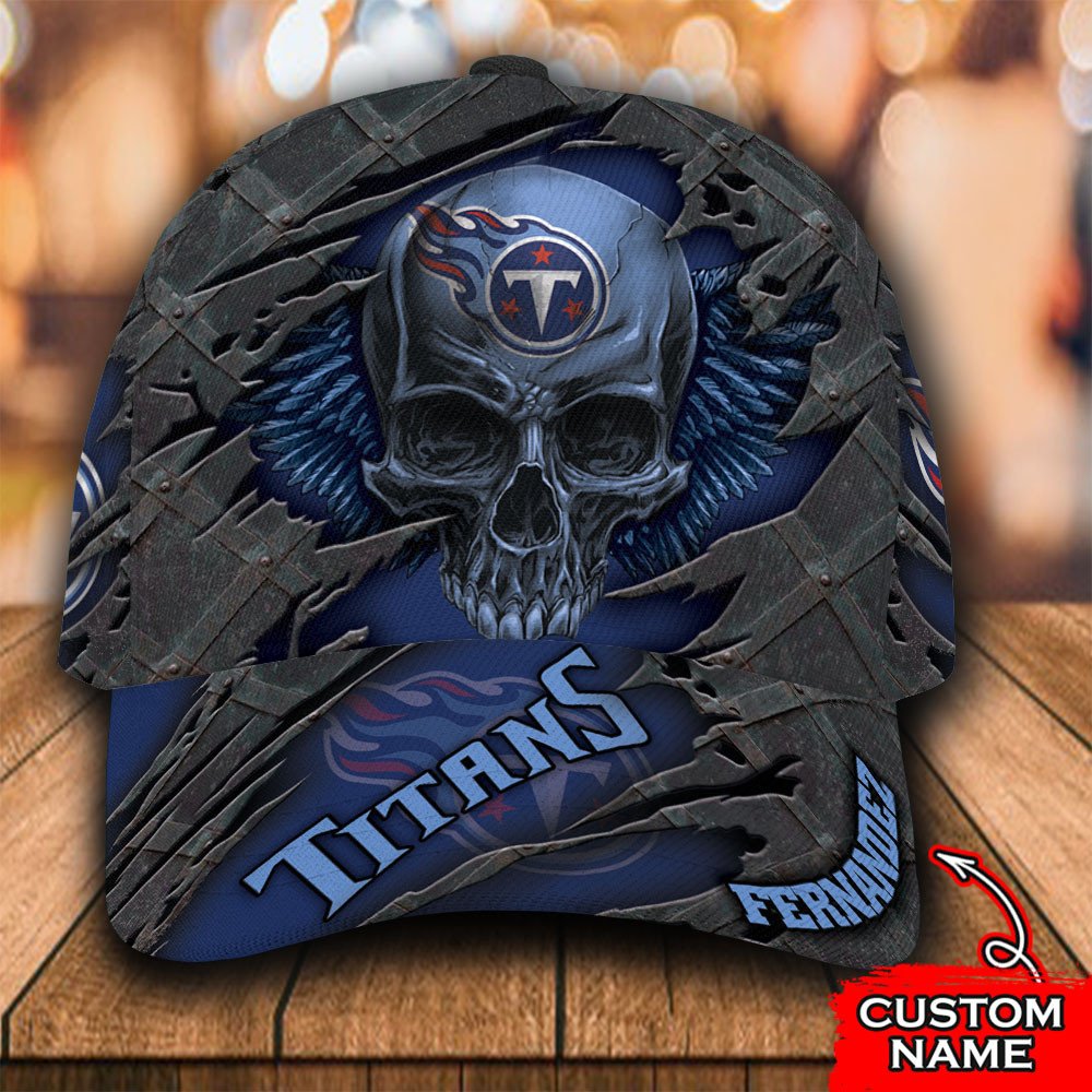 Personalized NFL Tennessee Titans Wings Skull Custom Cap