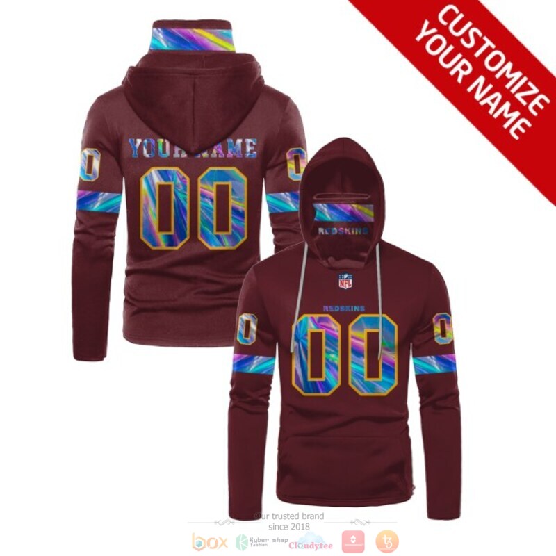 Personalized NFL Washington Redskins dark red custom 3d hoodie mask
