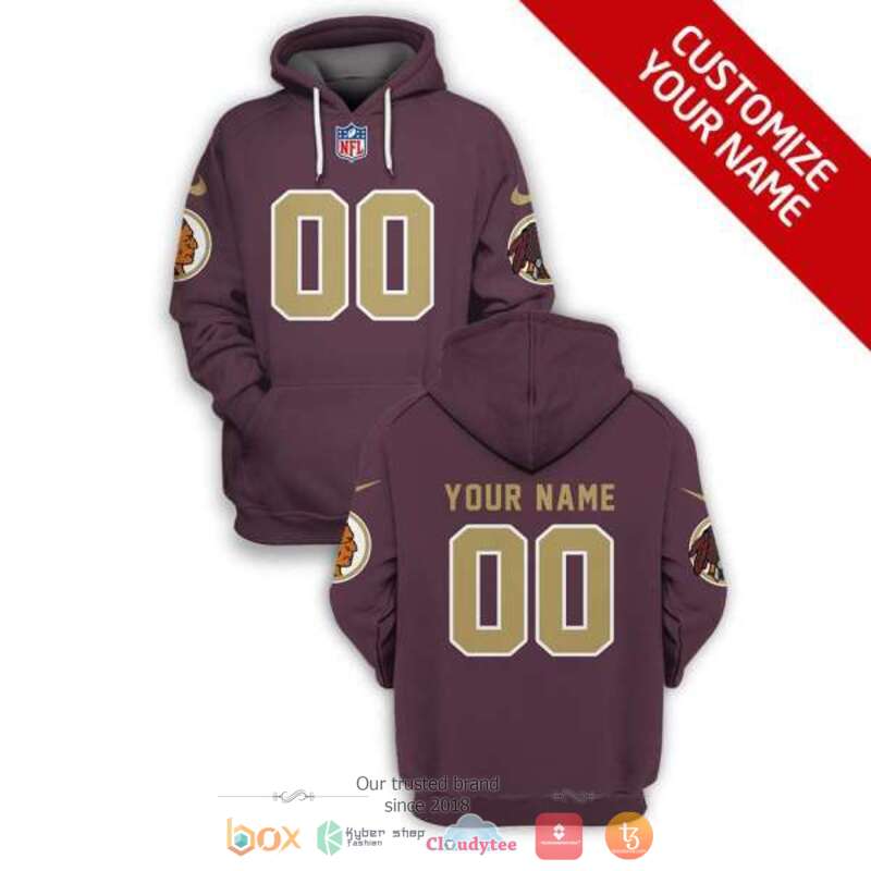 Personalized NFL Washington Redskins dark red custom 3d shirt hoodie