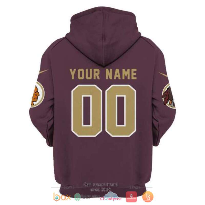 Personalized NFL Washington Redskins dark red custom 3d shirt hoodie 1 2 3