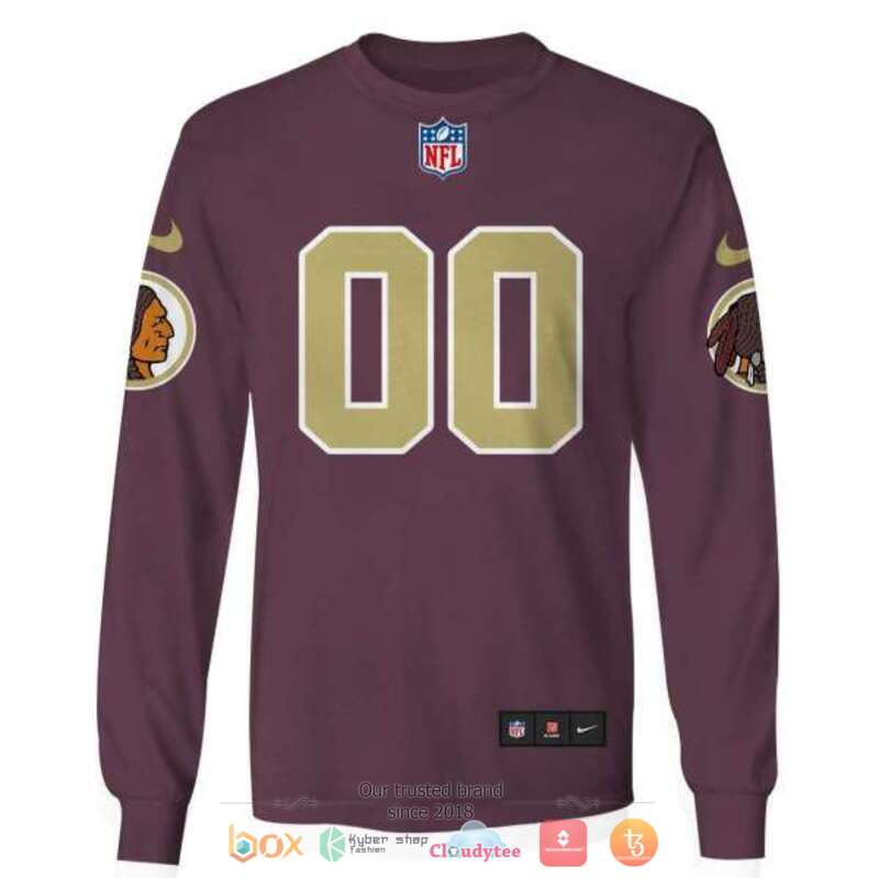 Personalized NFL Washington Redskins dark red custom 3d shirt hoodie 1 2 3 4