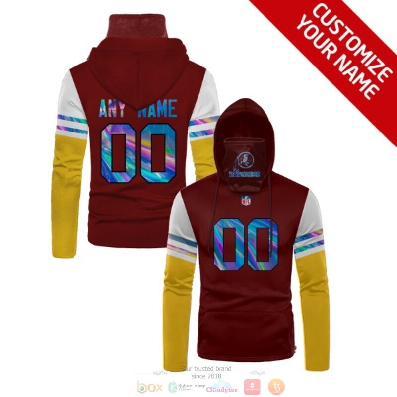 Personalized NFL Washington Redskins dark red yellow custom 3d hoodie mask