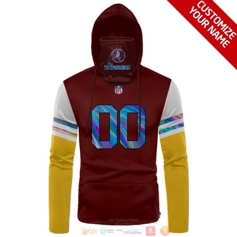 Personalized NFL Washington Redskins dark red yellow custom 3d hoodie mask 1
