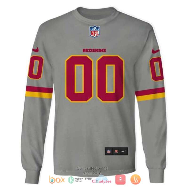 Personalized NFL Washington Redskins grey custom 3d shirt hoodie 1 2 3 4