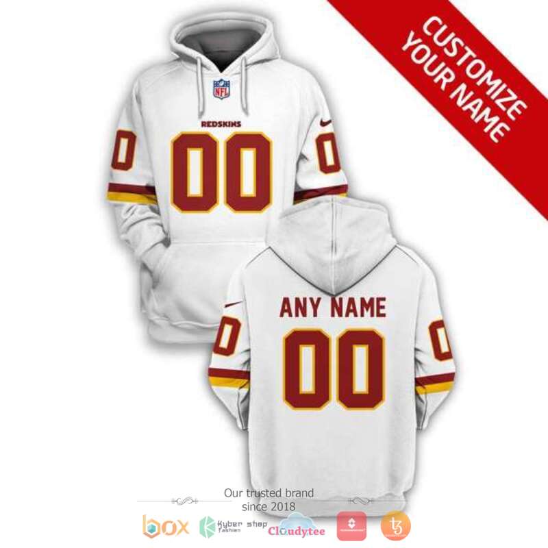 Personalized NFL Washington Redskins white custom 3d shirt hoodie
