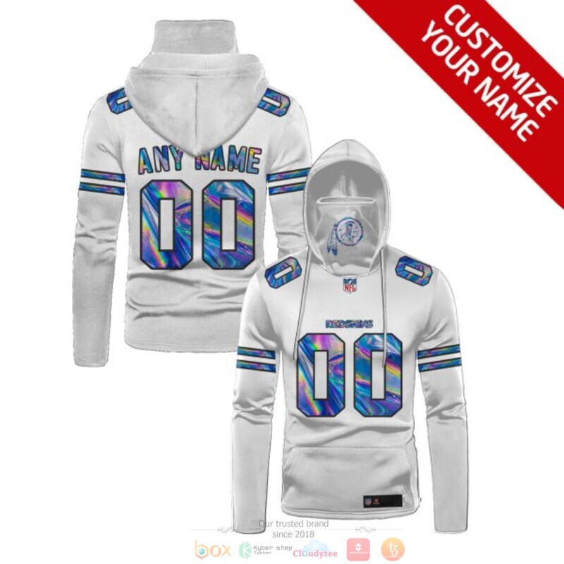 Personalized NFL Washington Redskins white hologram custom 3d hoodie mask