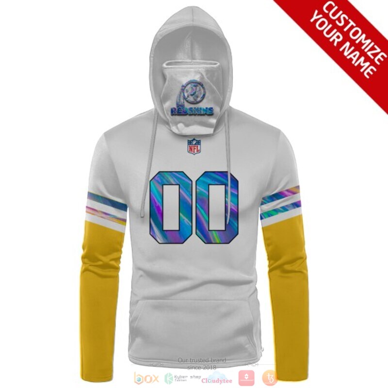 Personalized NFL Washington Redskins white yellow custom 3d hoodie mask 1