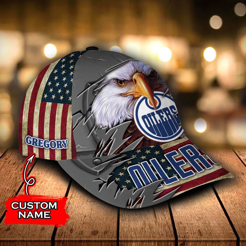 Personalized NHL Edmonton Oilers Eagle Custom Cap 1