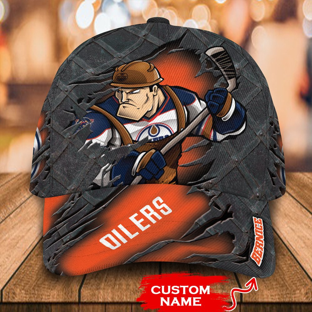 Personalized NHL Edmonton Oilers Mascost Custom Name Cap