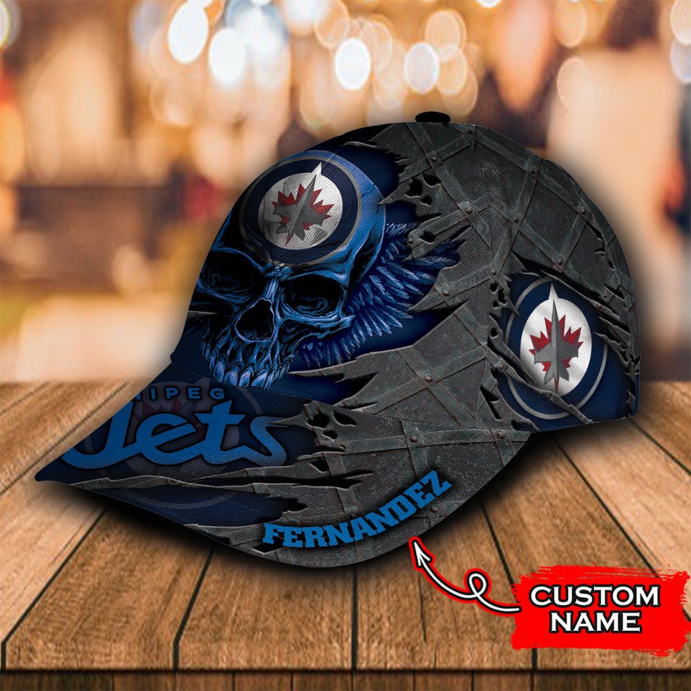 Personalized NHL Winnipeg Jets Wings Skull Custom Cap 3 Personalized NHL Winnipeg Jets Wings Skull Custom Cap 1 2