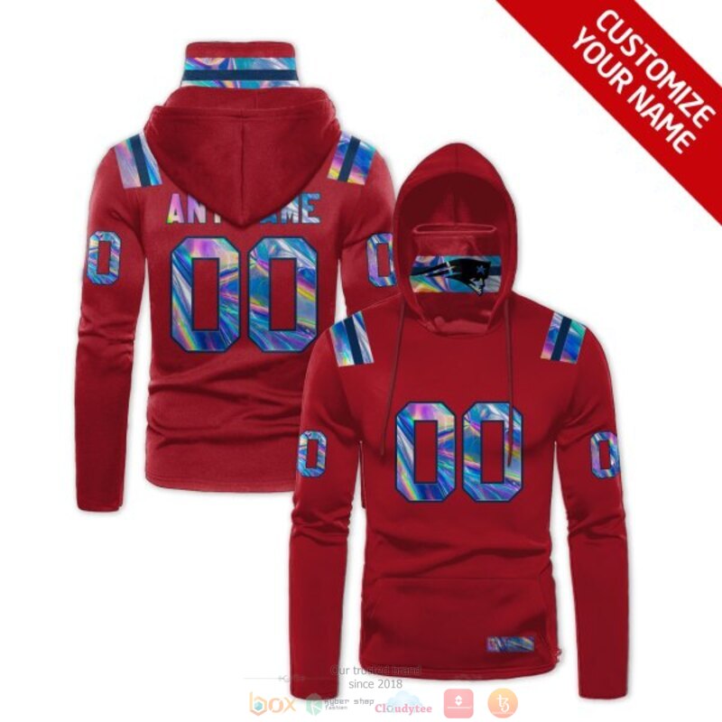 Personalized New England Patriots NFL red hologram custom 3d hoodie mask