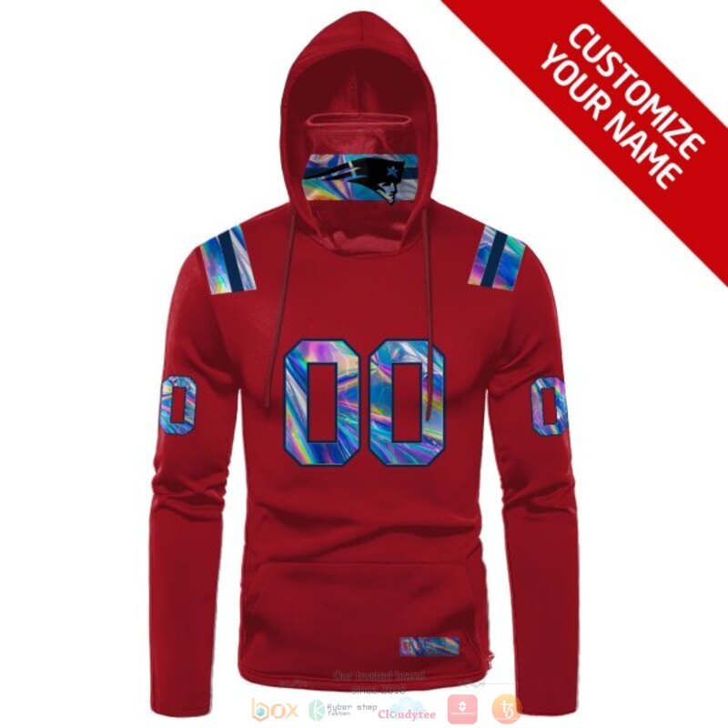 Personalized New England Patriots NFL red hologram custom 3d hoodie mask 1