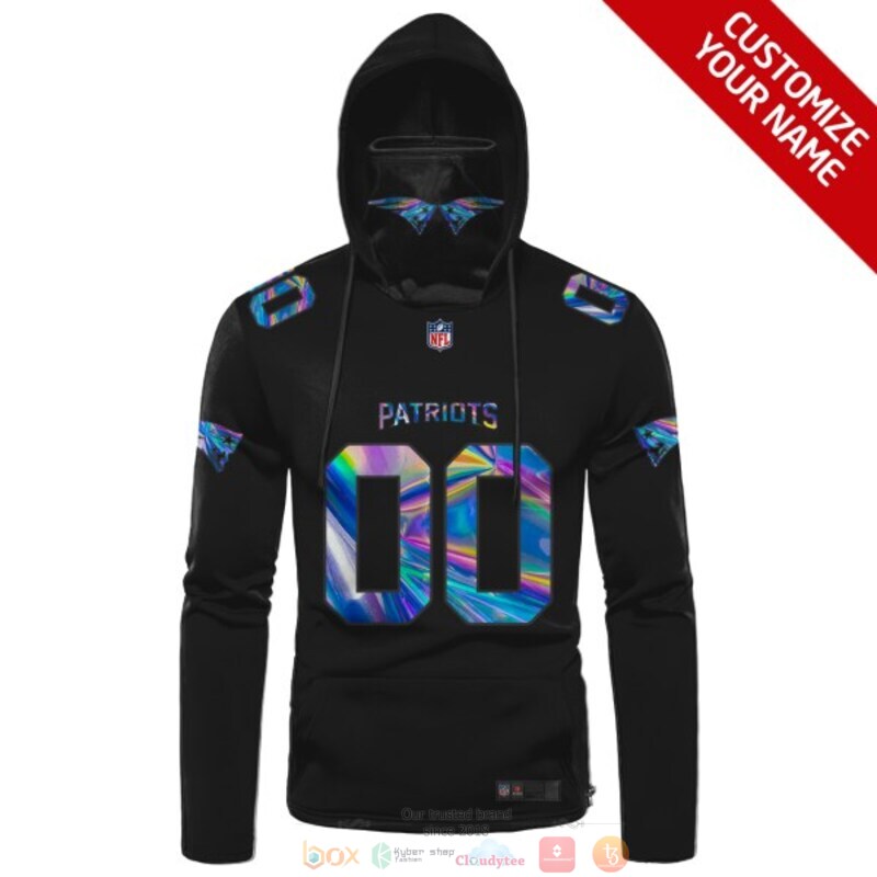 Personalized New England Patriots black hologram NFL custom 3d hoodie mask 1