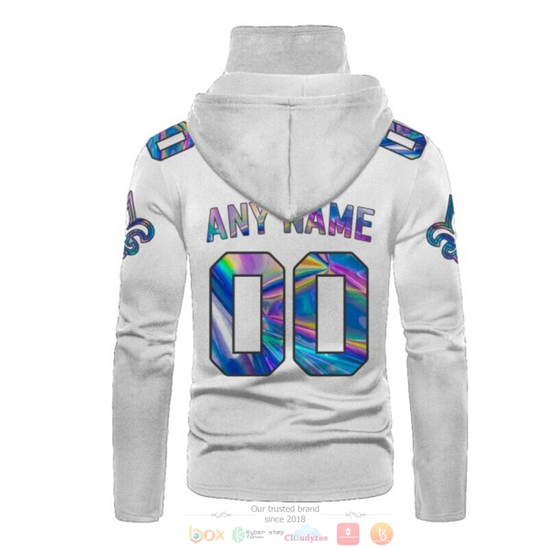 Personalized New Orleans Saints white hologram NFL custom 3d hoodie mask 1 2