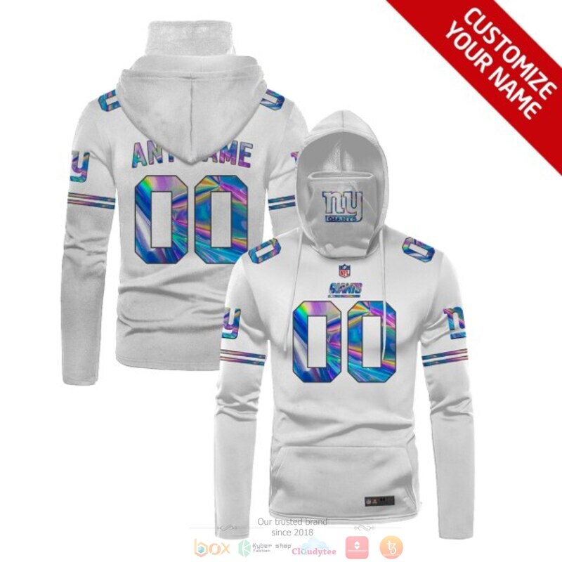Personalized New York Giants white hologram NFL custom 3d hoodie mask
