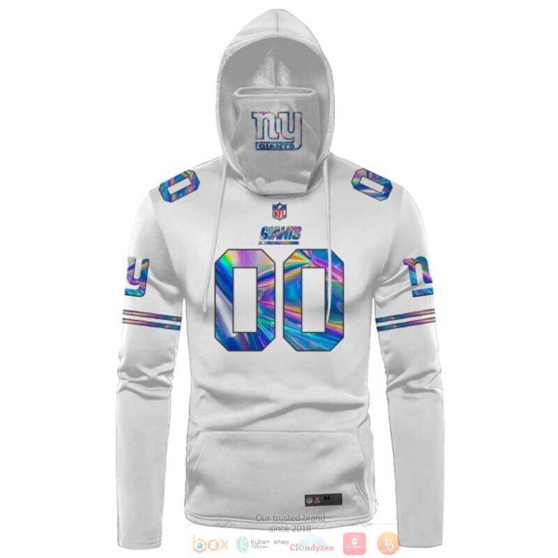 Personalized New York Giants white hologram NFL custom 3d hoodie mask 1