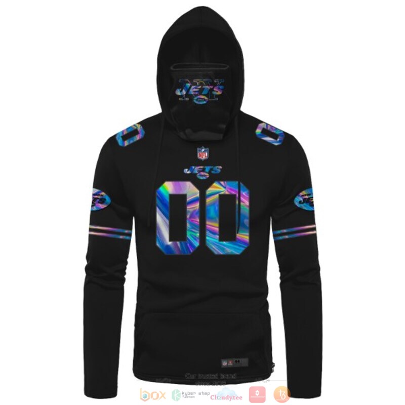 Personalized New York Jets black hologram NFL custom 3d hoodie mask 1