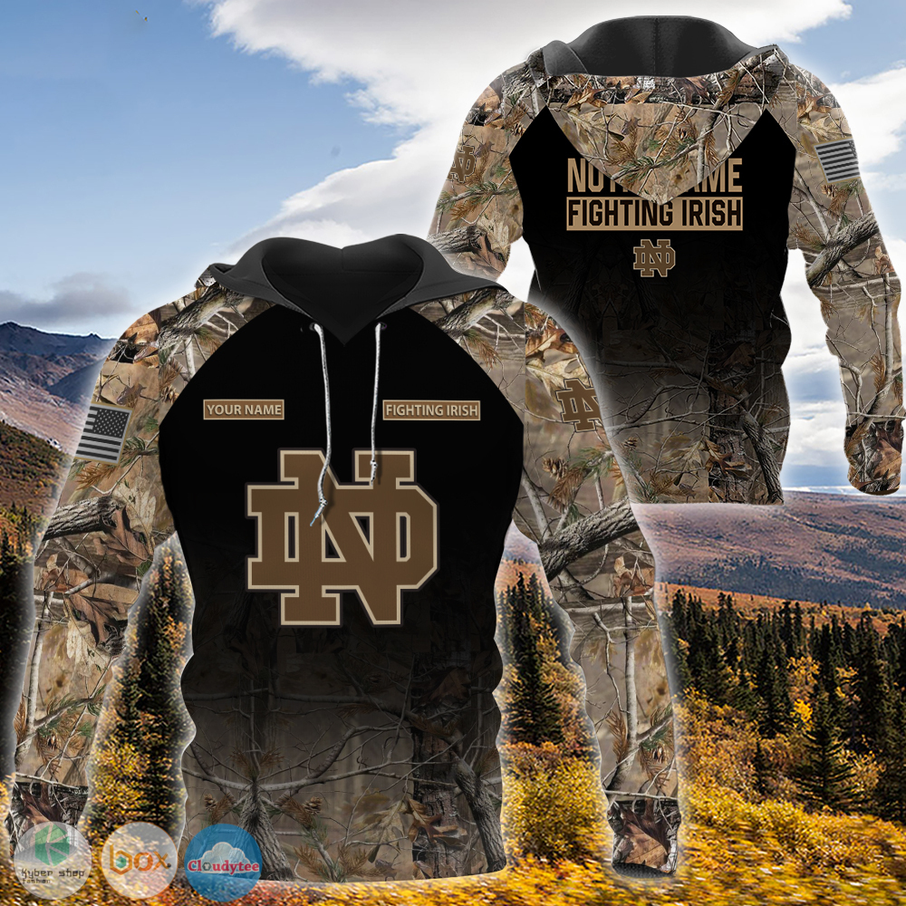 Personalized Notre Dame Fighting Irish hunting camo custom 3d shirt hoodie
