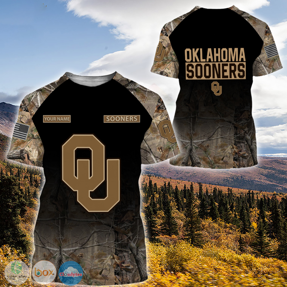 Personalized Oklahoma Sooners hunting camo custom 3d shirt hoodie 1 2 3 4