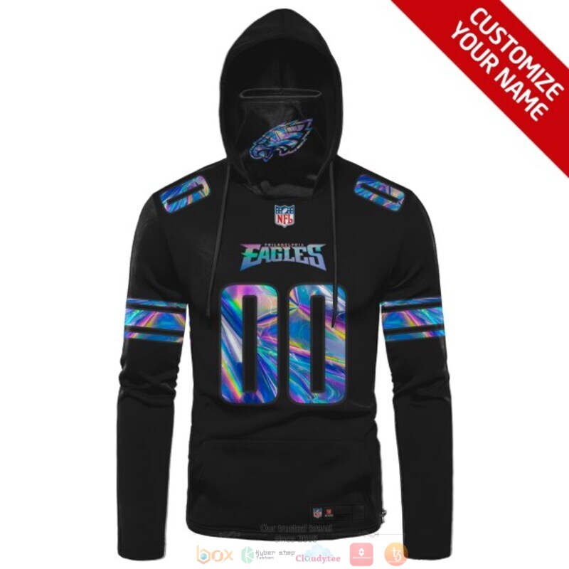 Personalized Philadelphia Eagles black hologram NFL custom 3d hoodie mask 1