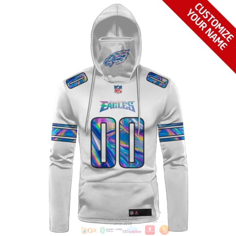 Personalized Philadelphia Eagles white hologram NFL custom 3d hoodie mask 1