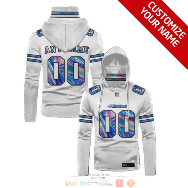 Personalized San Francisco 49ers white hologram NFL custom 3d hoodie mask