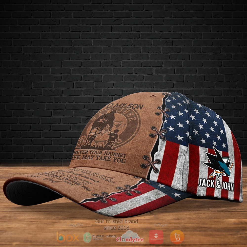 Personalized To My Son San Jose Sharks NHL Custom hat Cap 2 Personalized San Jose Sharks NHL To My Son Custom Cap 1