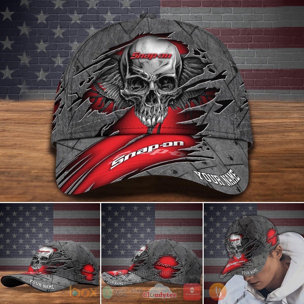 Personalized Skull Wings Snap-on Custom hat Cap 1 Personalized Snap on Skull Wings Custom Cap