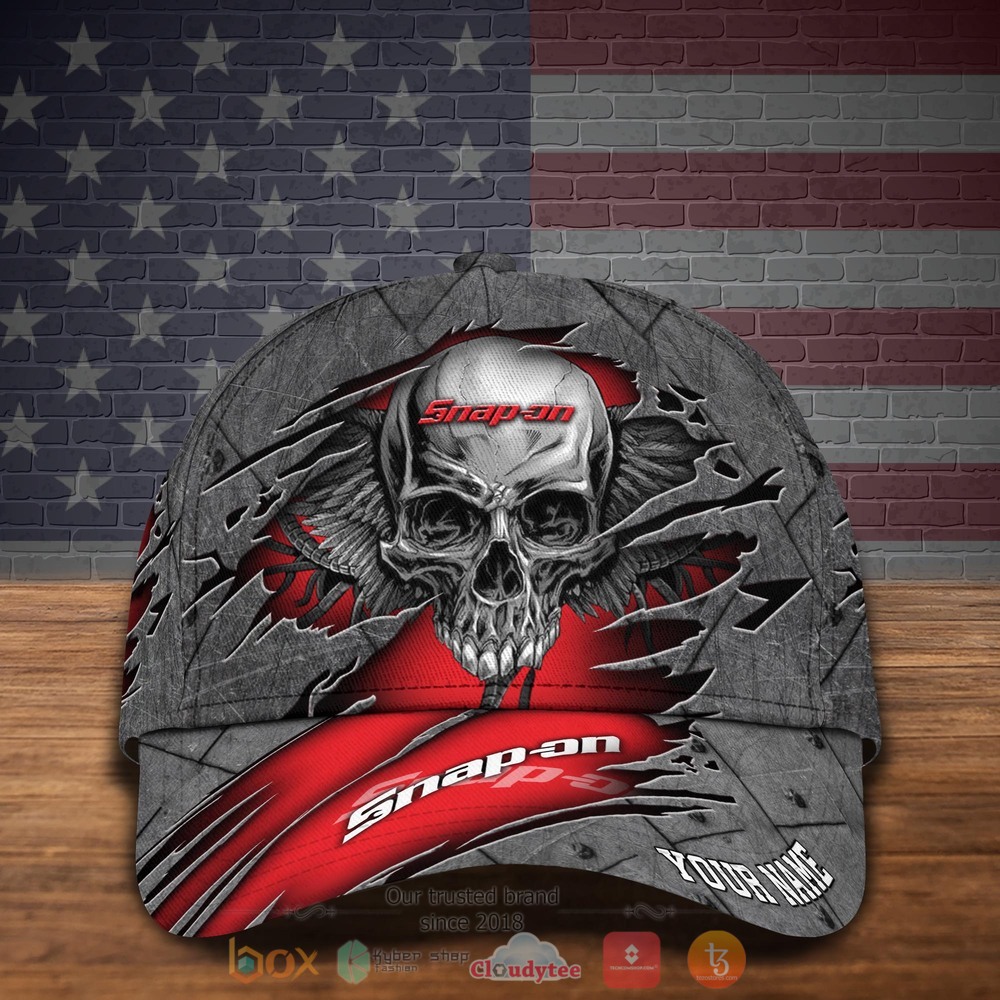 Personalized Skull Wings Snap-on Custom hat Cap 2 Personalized Snap on Skull Wings Custom Cap 1