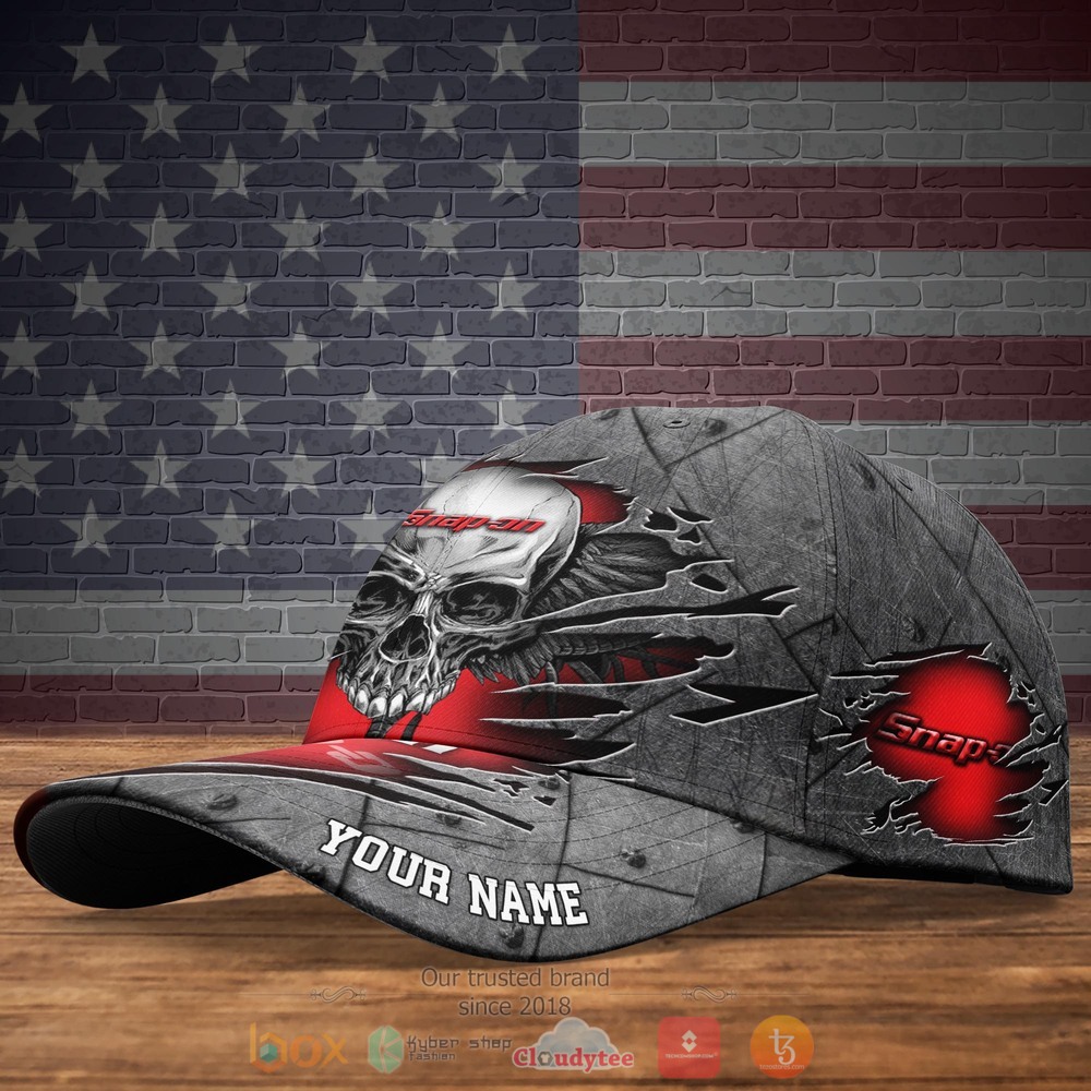 Personalized Skull Wings Snap-on Custom hat Cap 4 Personalized Snap on Skull Wings Custom Cap 1 2 3