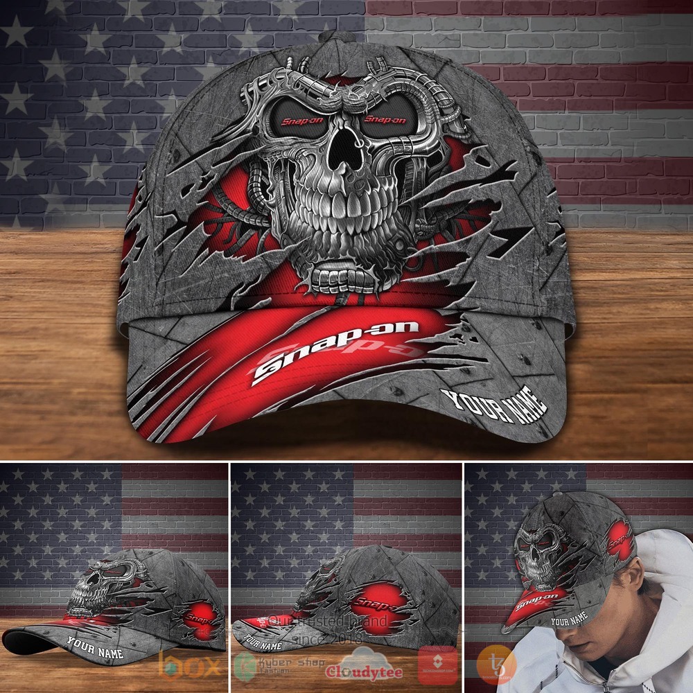 Personalized Snap on Skull red Custom Cap