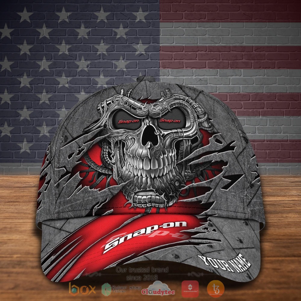 Personalized Skull Snap-on red Custom hat Cap 2 Personalized Snap on Skull red Custom Cap 1