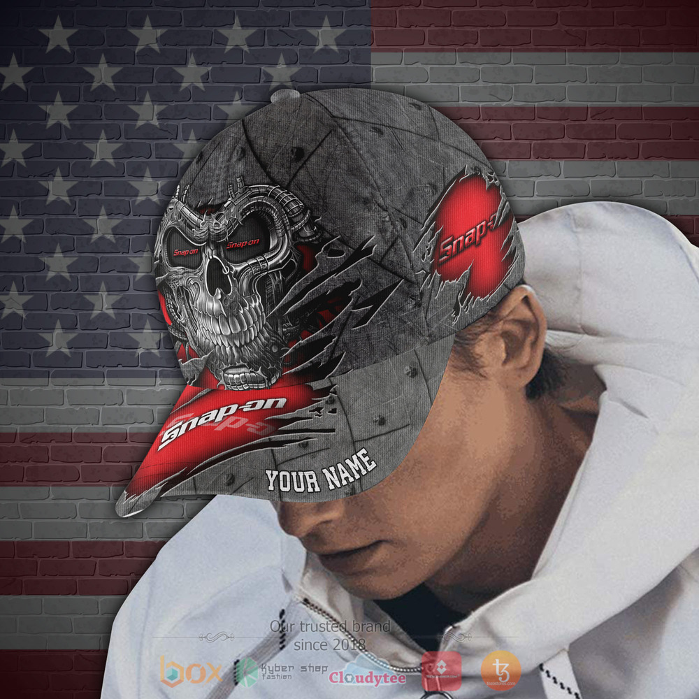 Personalized Skull Snap-on red Custom hat Cap 3 Personalized Snap on Skull red Custom Cap 1 2