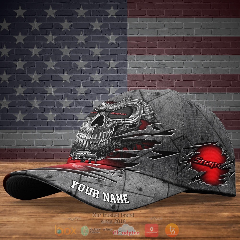 Personalized Skull Snap-on red Custom hat Cap 4 Personalized Snap on Skull red Custom Cap 1 2 3