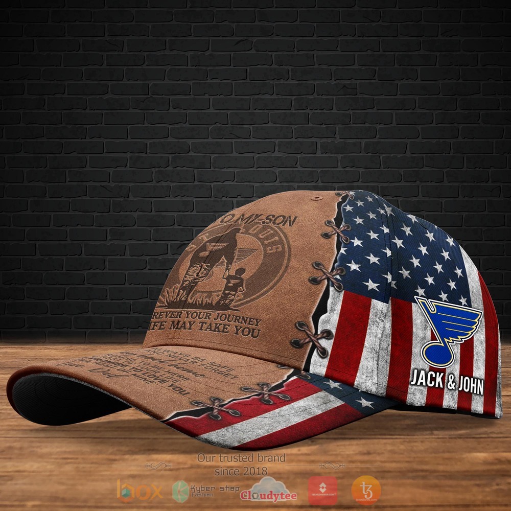 Personalized To My Son St. Louis Blues NHL Custom hat Cap 2 Personalized St Louis Blues NHL To My Son Custom Cap 1