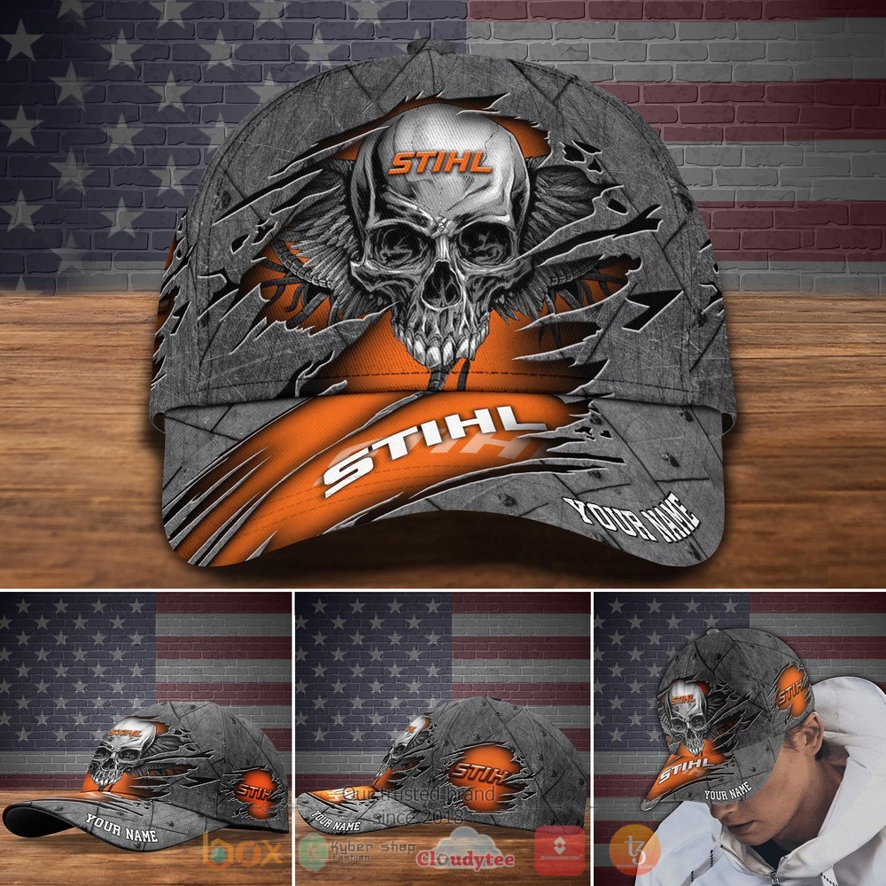Personalized Stihl Skull Wings Custom Cap