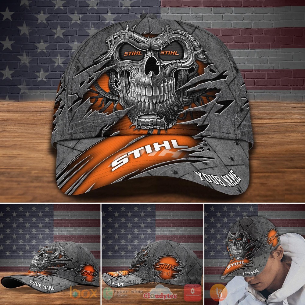 Personalized Stihl Skull orange Custom Cap