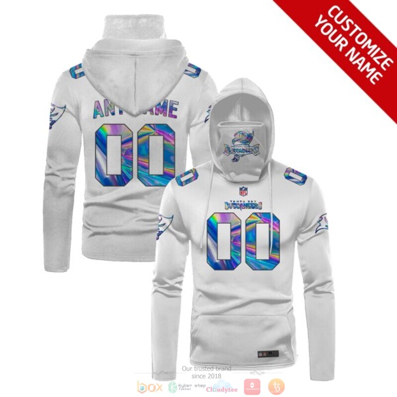 Personalized Tampa Bay Buccaneers white hologram NFL custom 3d hoodie mask