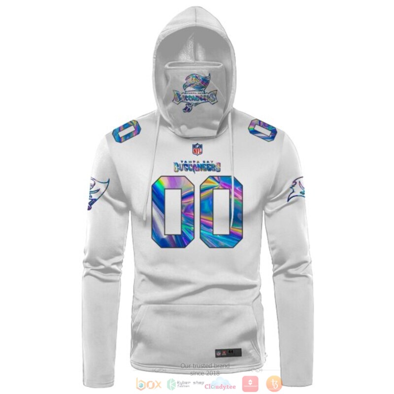 Personalized Tampa Bay Buccaneers white hologram NFL custom 3d hoodie mask 1