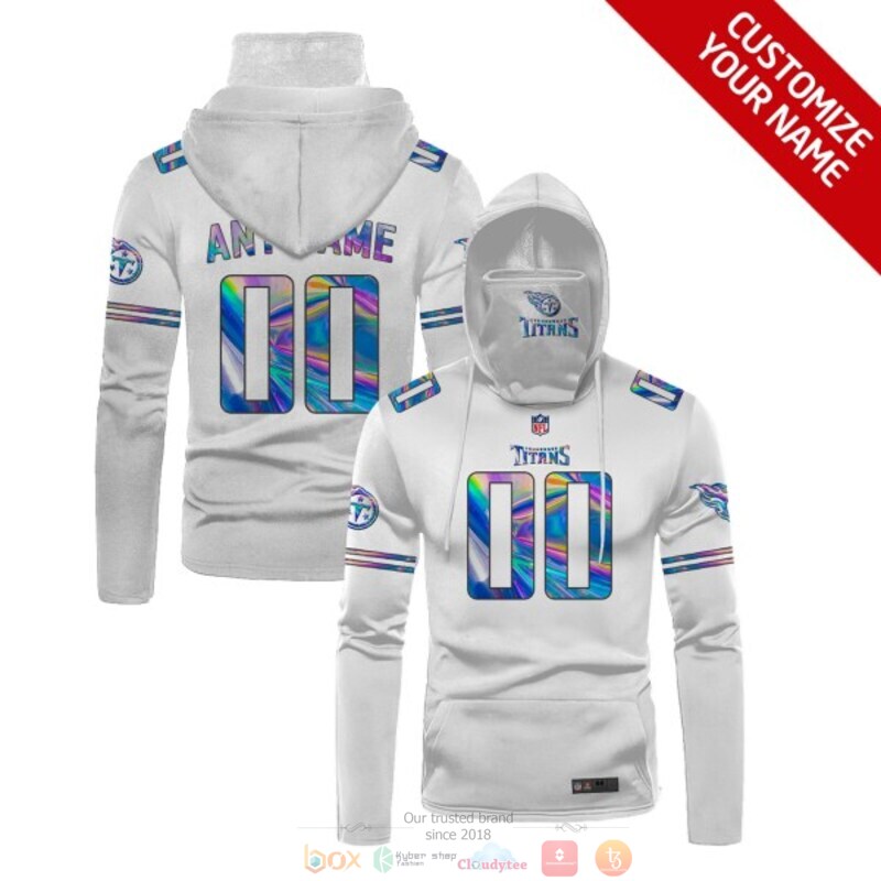 Personalized Tennessee Titans white hologram NFL custom 3d hoodie mask