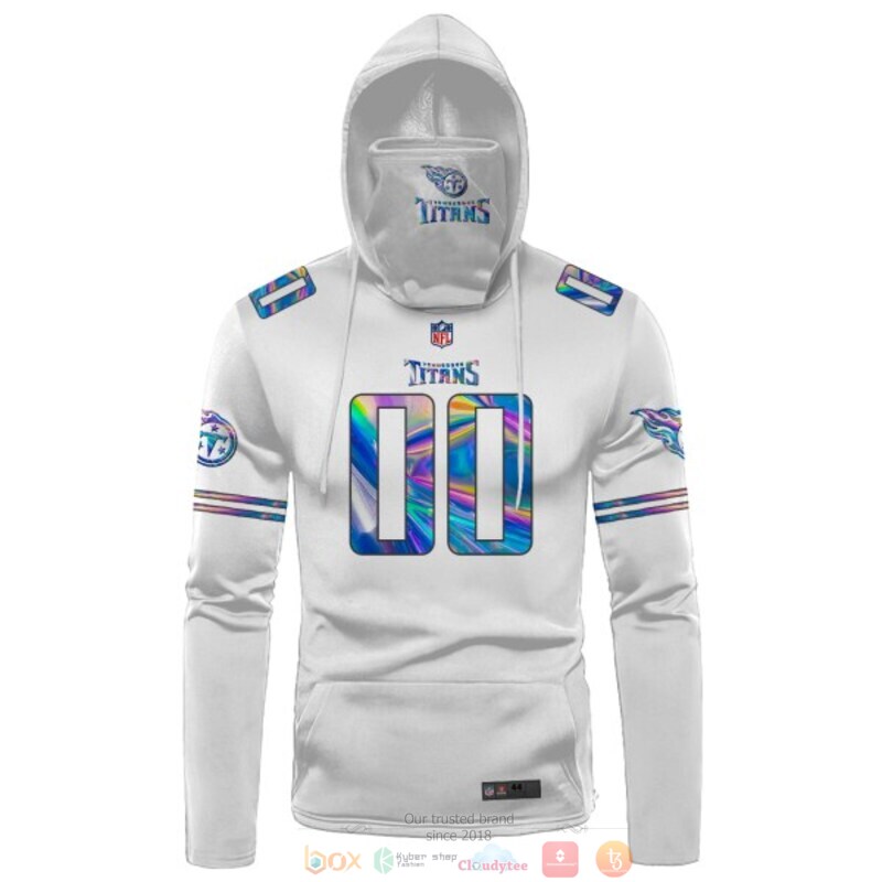 Personalized Tennessee Titans white hologram NFL custom 3d hoodie mask 1