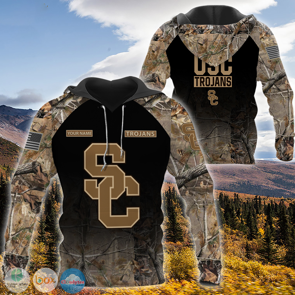 Personalized USC Trojans hunting camo custom jersey shirt, hoodie 2 Personalized USC Trojans hunting camo custom 3d shirt hoodie 1