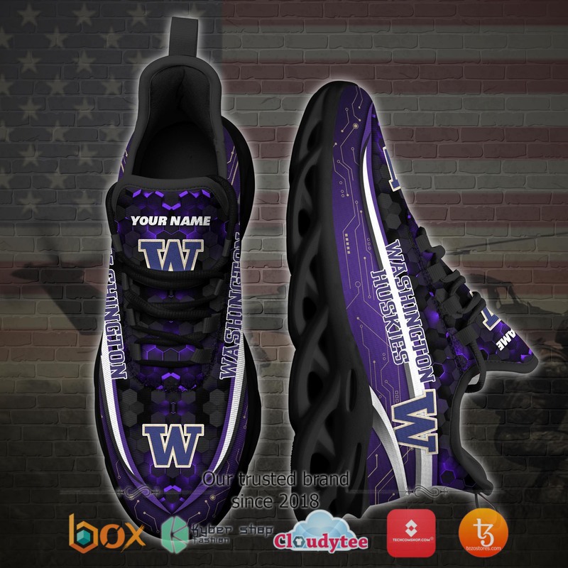 Washington Huskies Football Team Personalized Clunky Max Soul Sneaker 3 Personalized Washington Huskies Football Team Clunky Max Soul Shoes 1 2