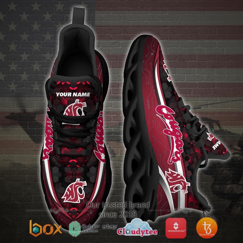 Washington State Cougars Football Team Personalized Clunky Max Soul Sneaker 3 Personalized Washington State Cougars Football Team Clunky Max Soul Shoes 1 2