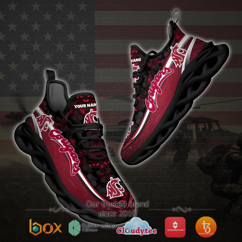 Washington State Cougars Football Team Personalized Clunky Max Soul Sneaker 4 Personalized Washington State Cougars Football Team Clunky Max Soul Shoes 1 2 3